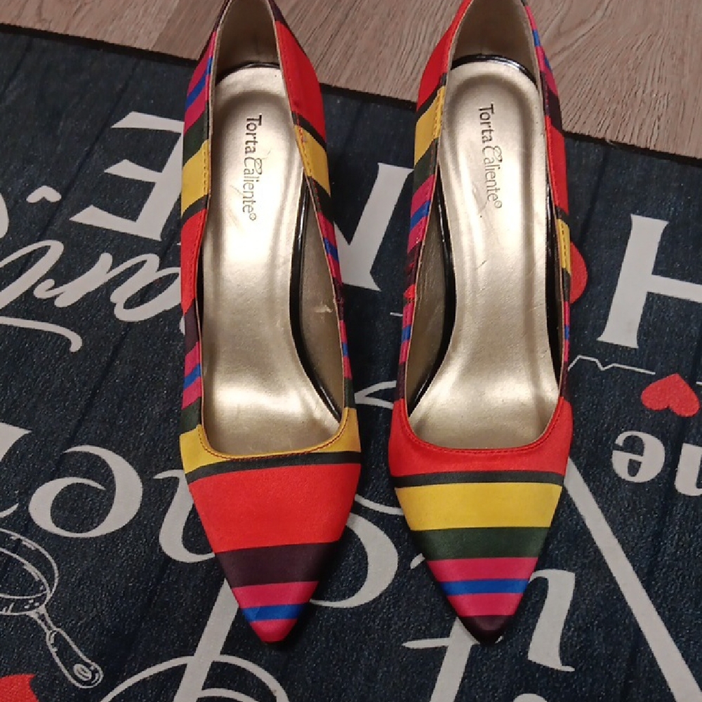 Women's Multicolor Striped Heels